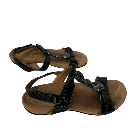 Women's Vionic Farra T-Strap Sandal Black Woven Synthetic SZ. 8 - Picture 10 of 12